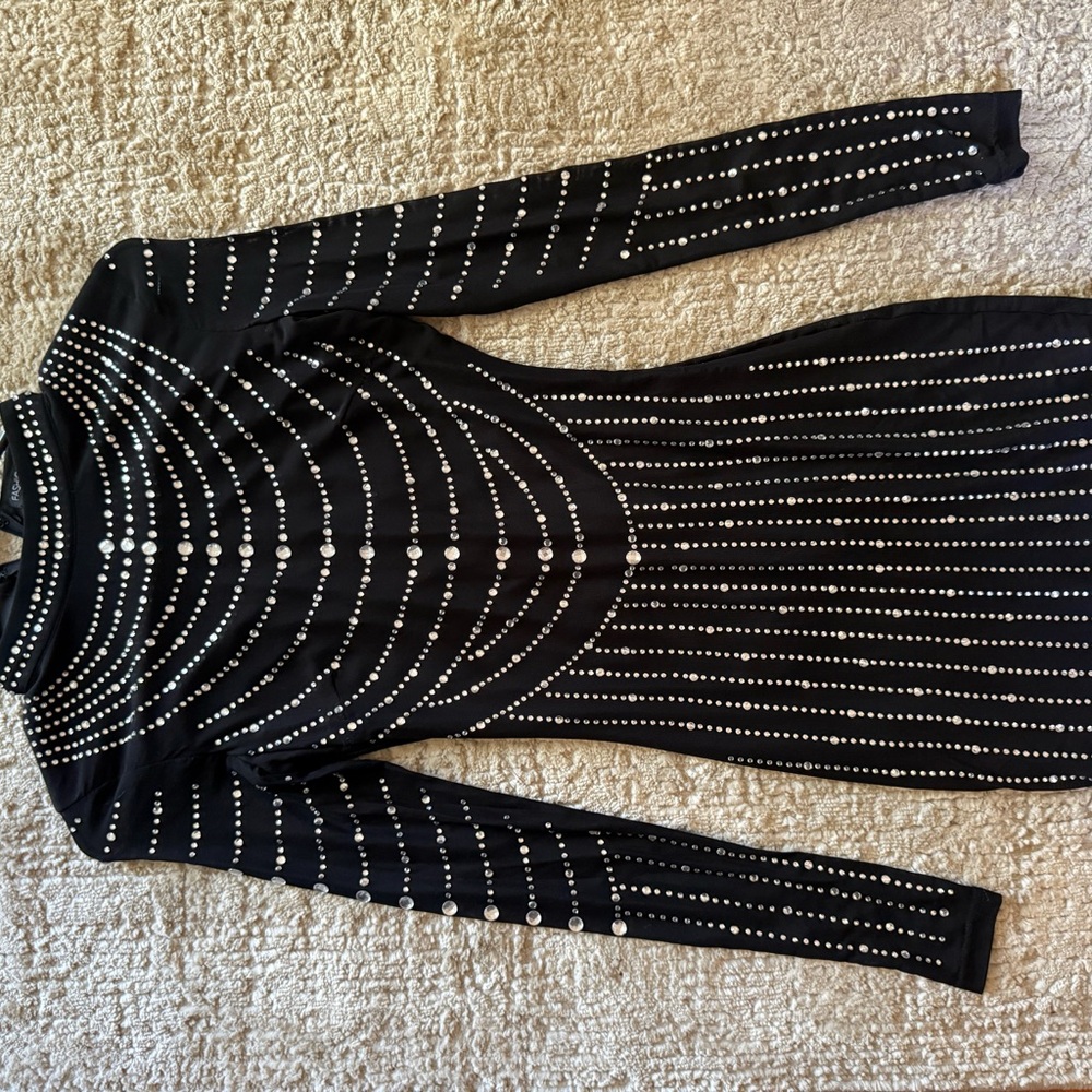 Fashion Nova Black and White Beaded Dress